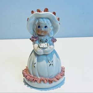 Girl With Bow Figurine Made In Taiwan Vintage